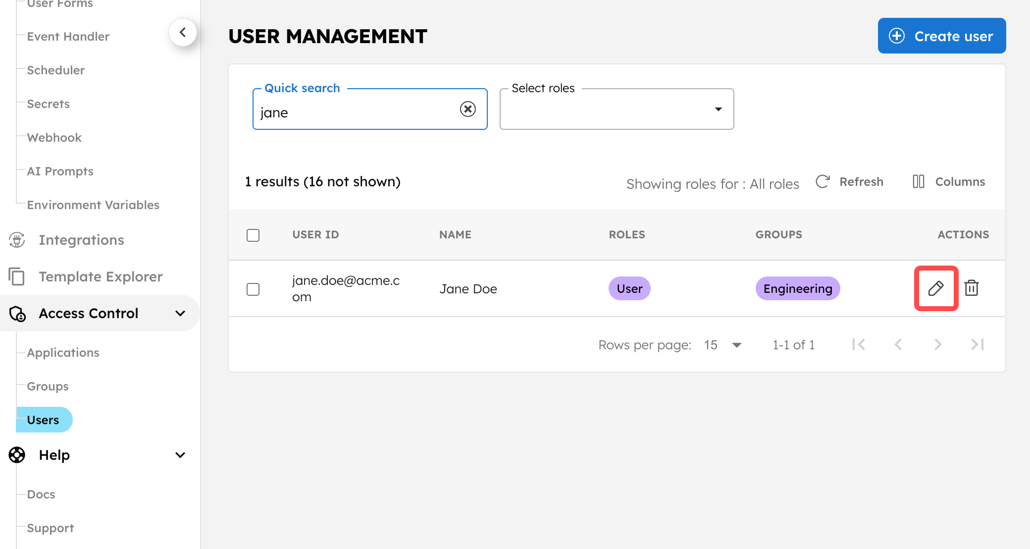 Editing user roles in Orkes Platform