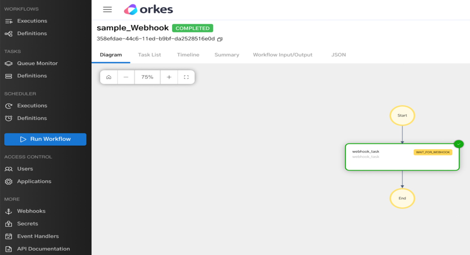 Webhook workflow in COMPLETED status