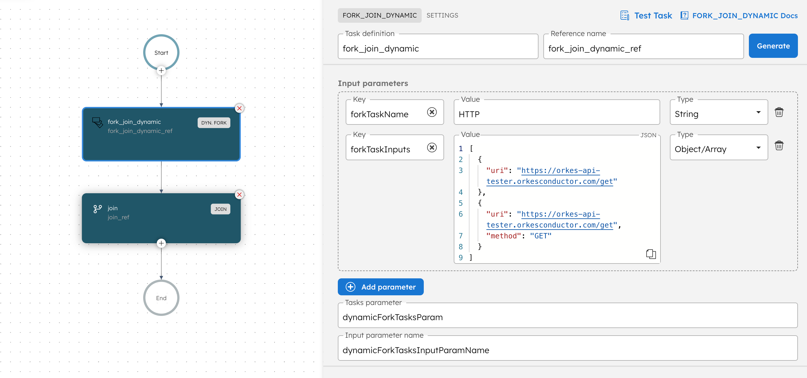 Screenshot of Dynamic Fork Task in Orkes Platform