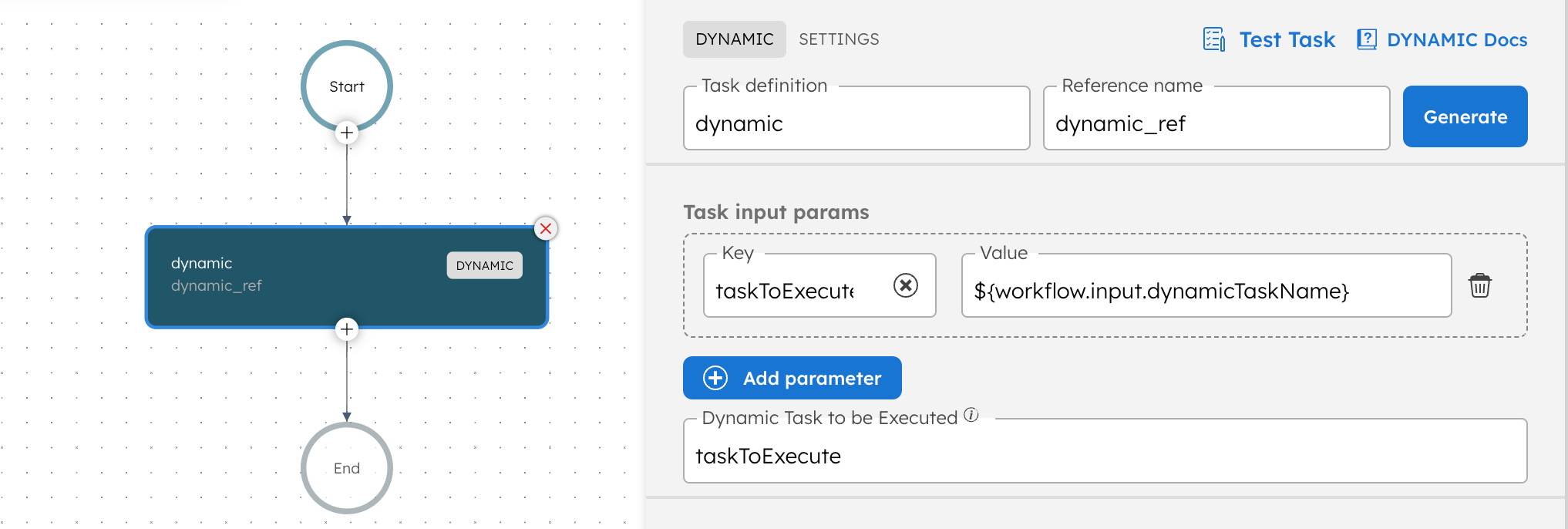 Screenshot of Dynamic Task in Orkes Platform