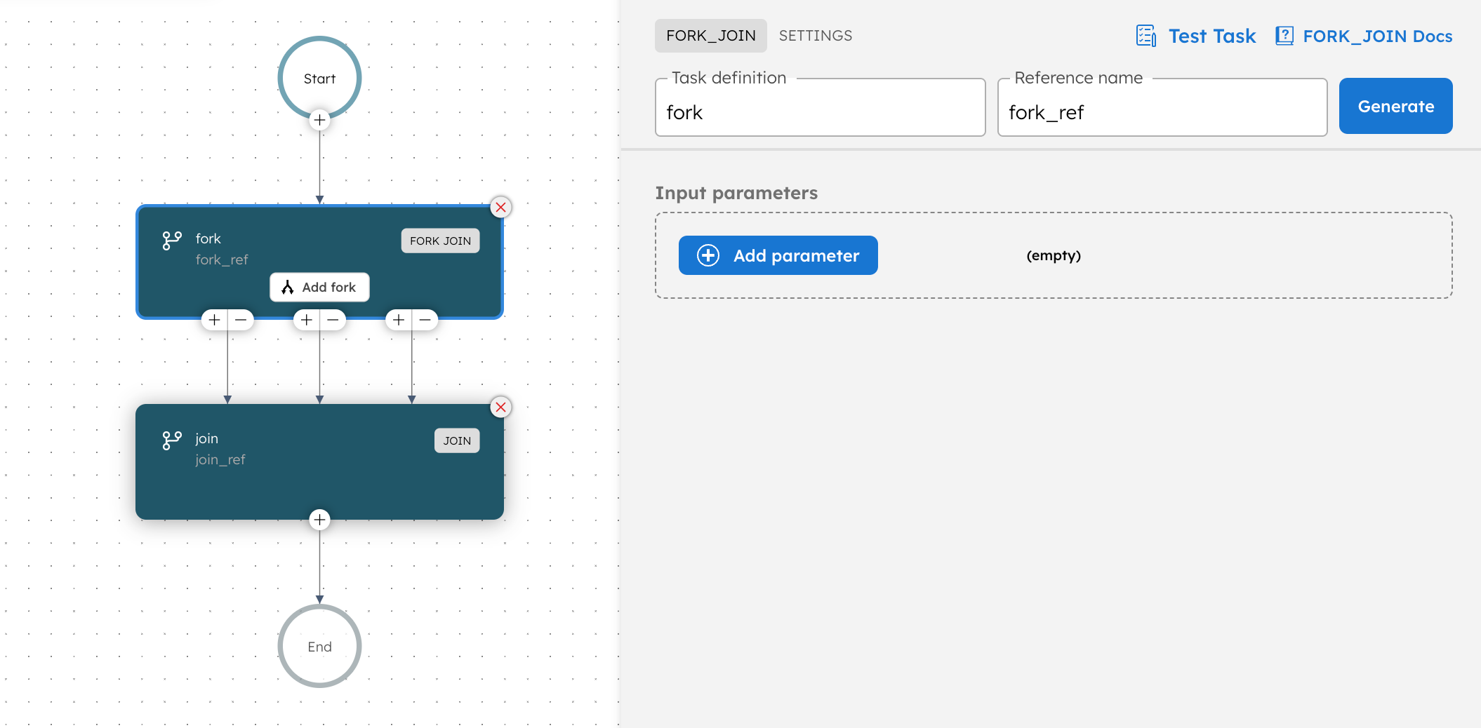 Screenshot of Fork/Join Task in Orkes Platform