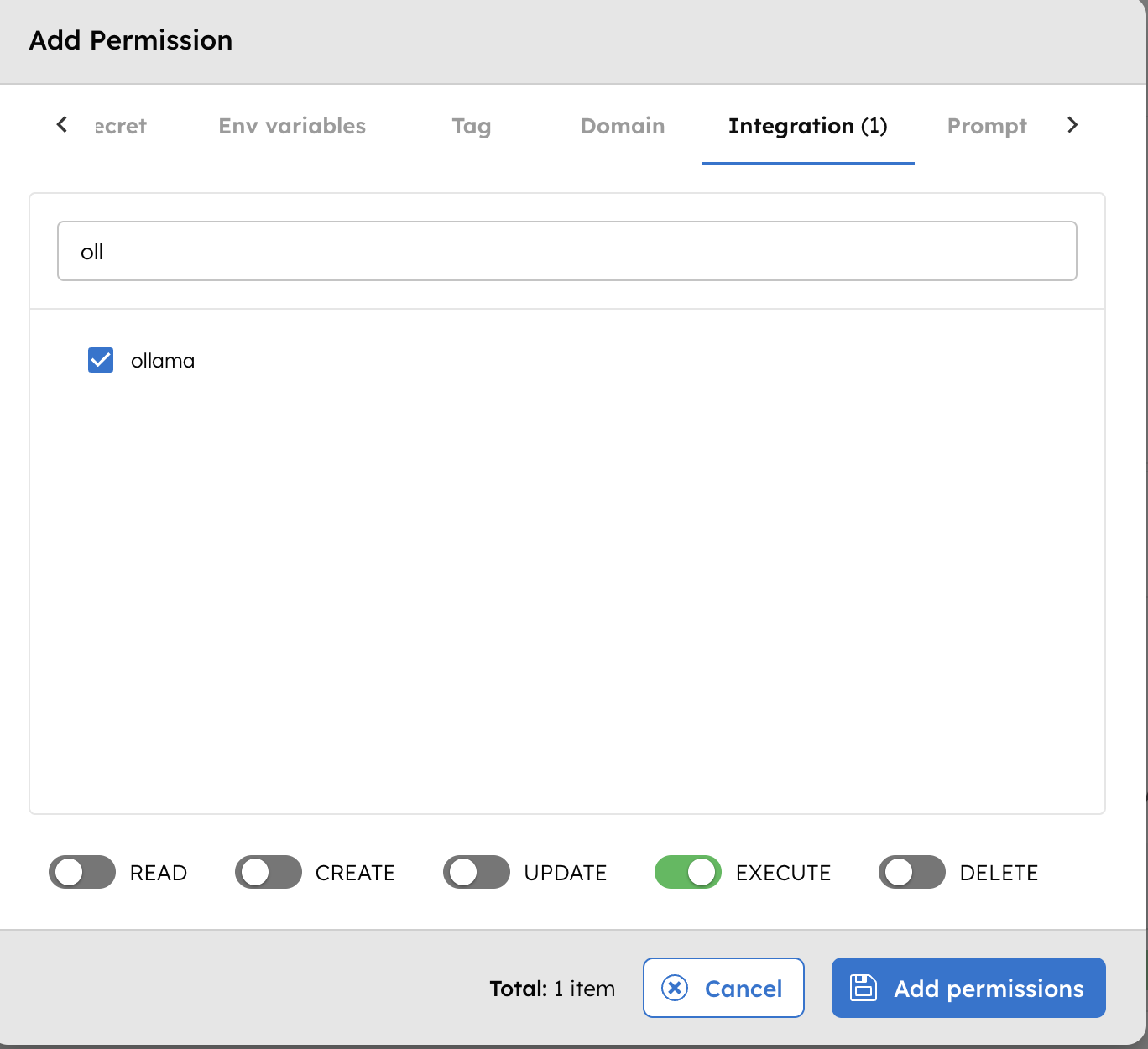 Add Permissions for Ollama Integration