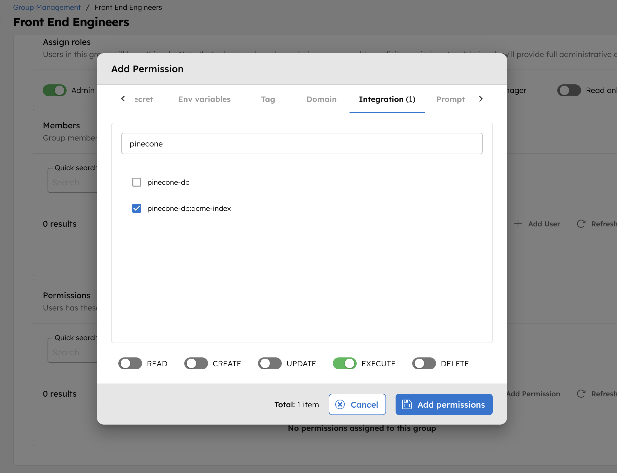 Add Permissions for Vector Database Integration