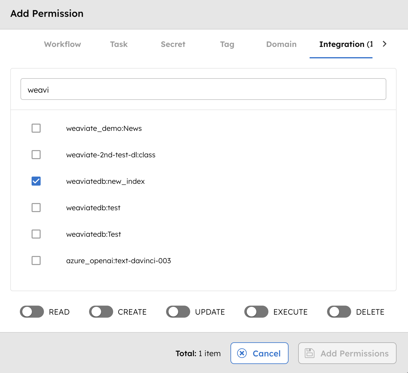 Add Permissions for Weaviate Database Integration