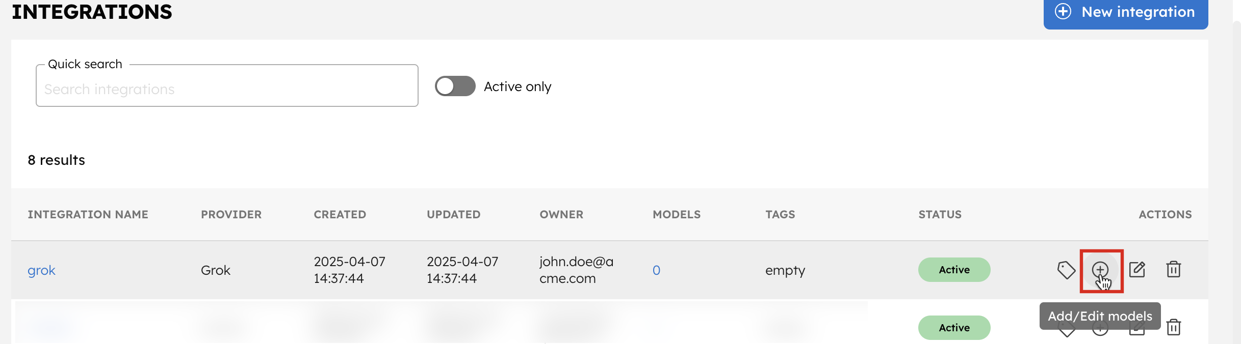 Create new model for Grok Integration