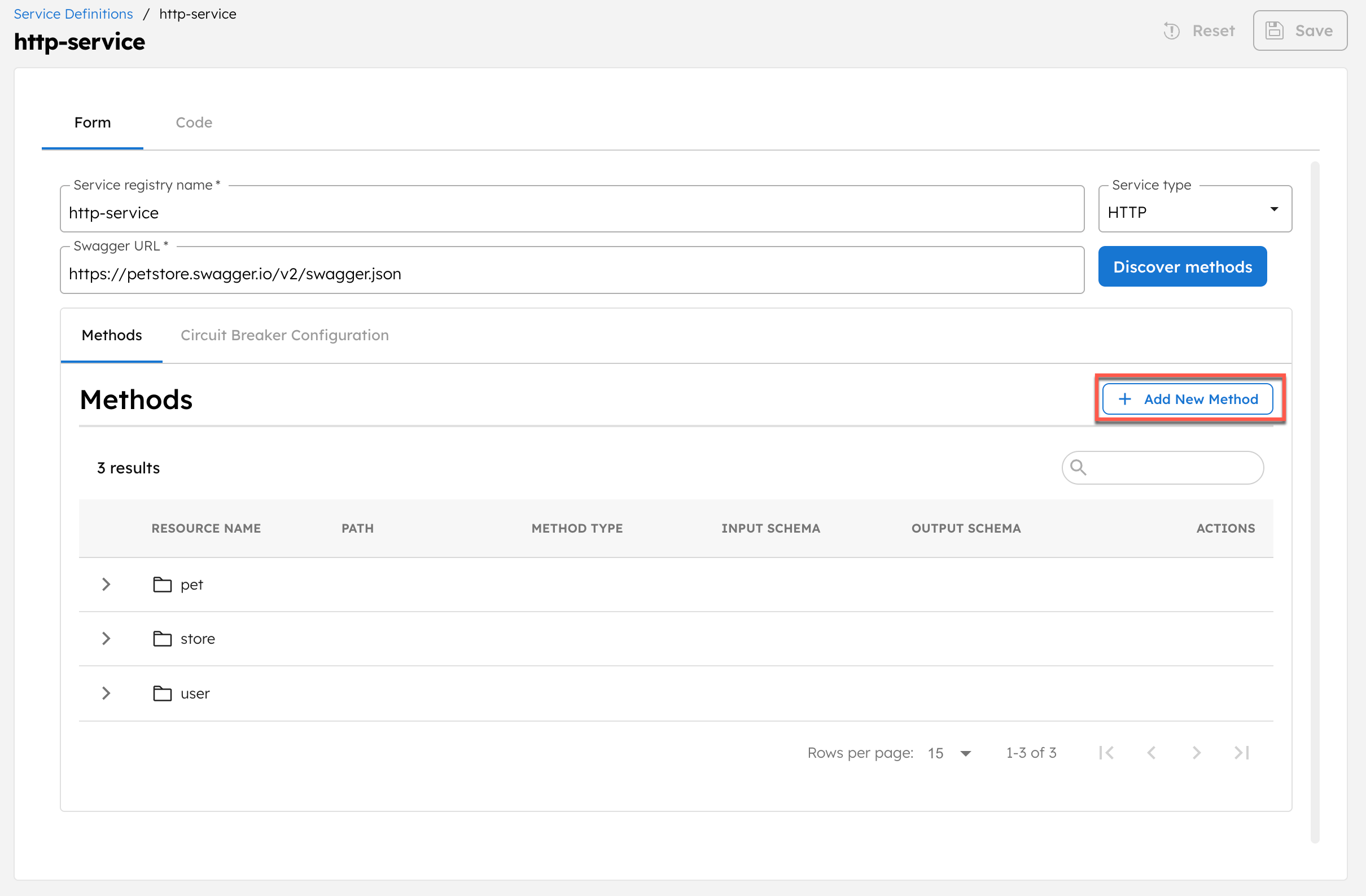 Adding a new method to the service registry definition