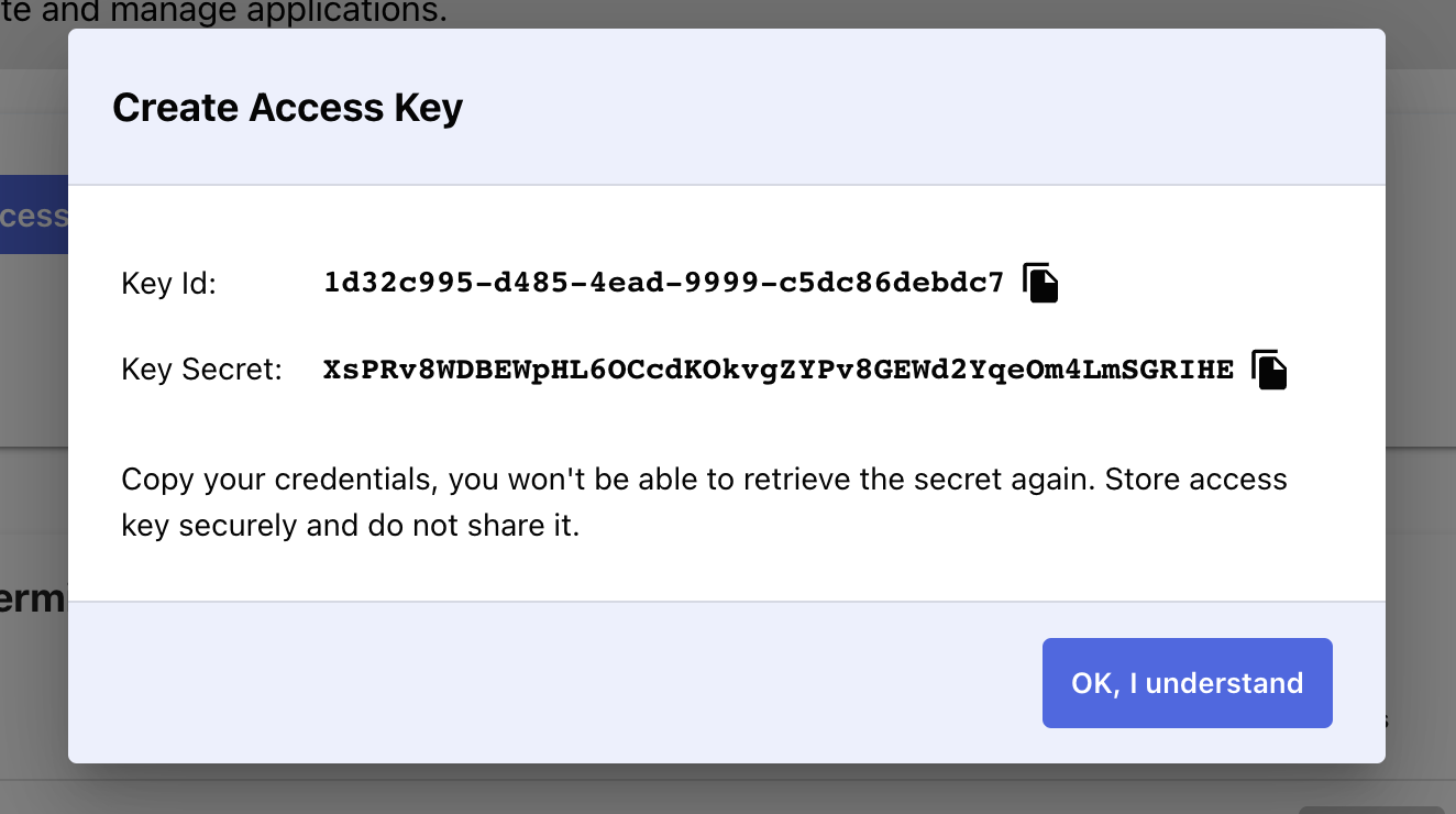 application key and secret