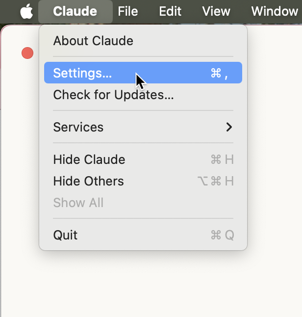 Accessing Claude settings in Mac
