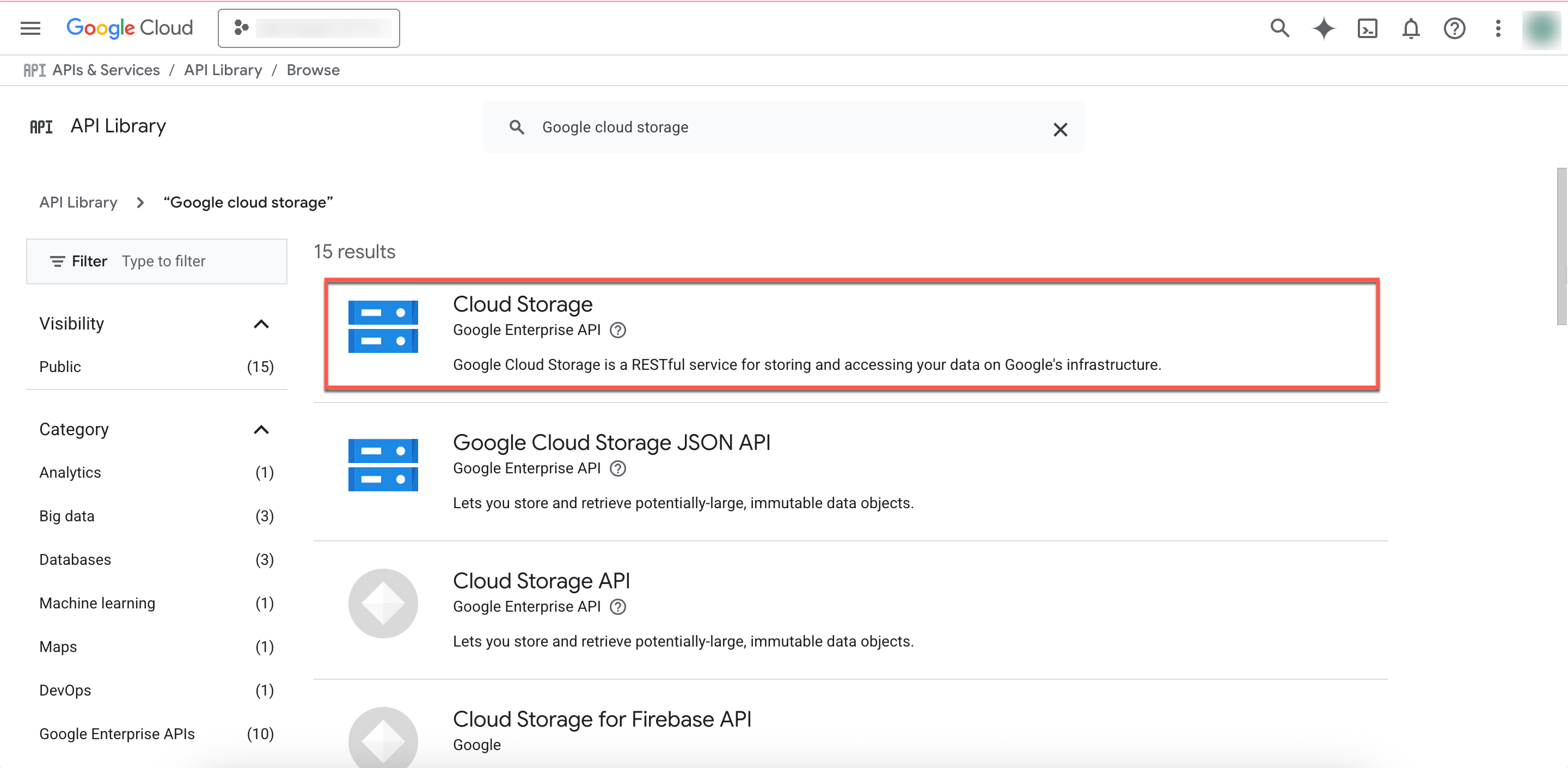 Enabling Cloud Storage API