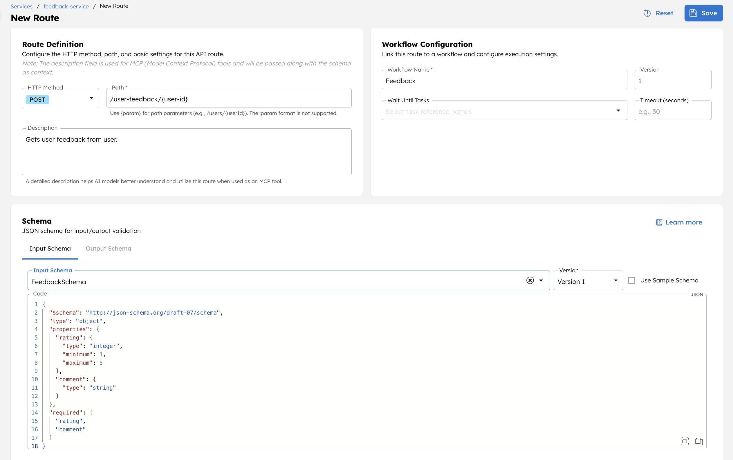 Creating feedback route