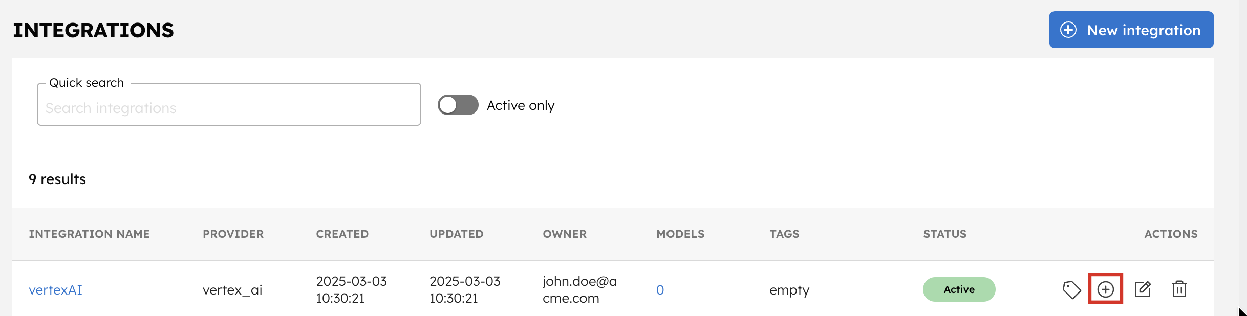 Create new model for Vertex AI Integration