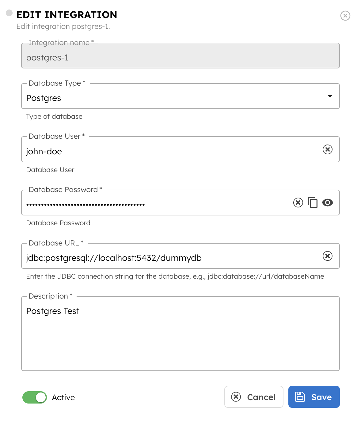 Create Relational Database Integration