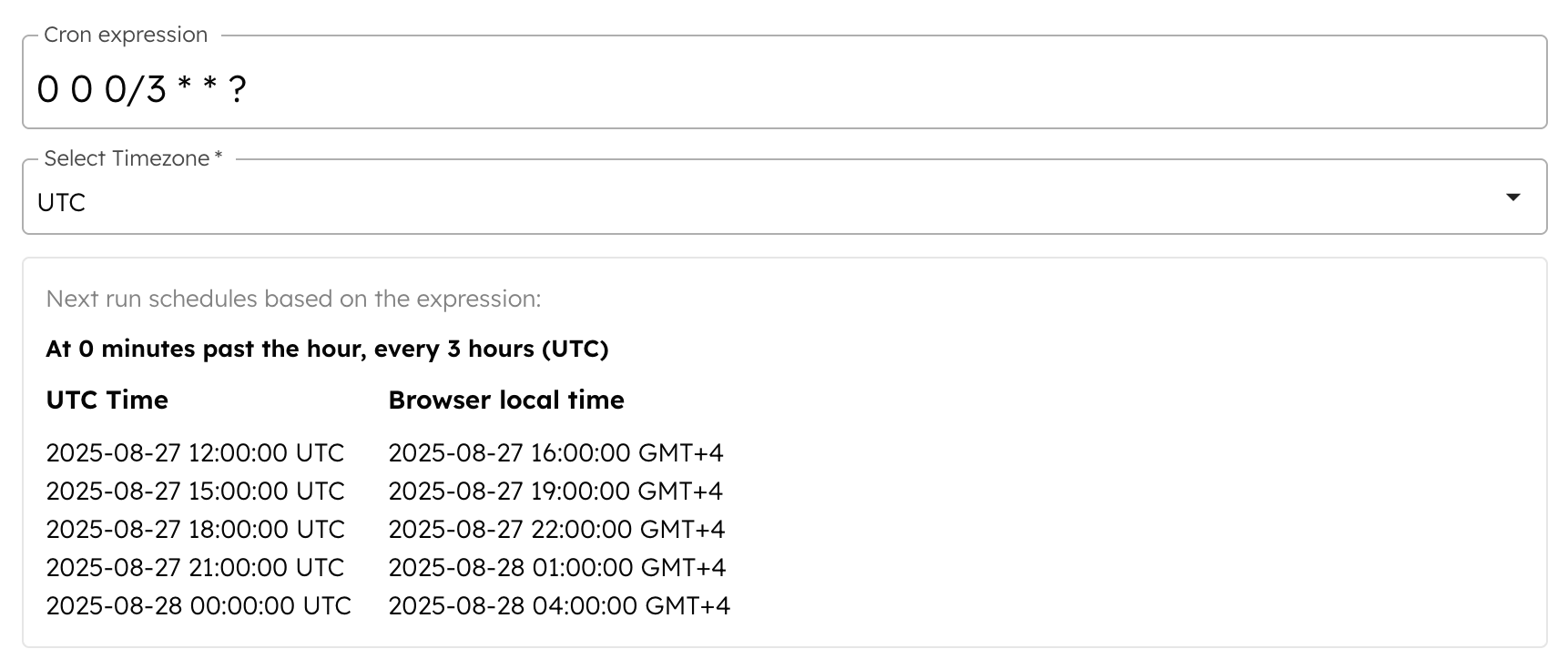How do I set up a crontab to schedule a workflow every 90 minutes?