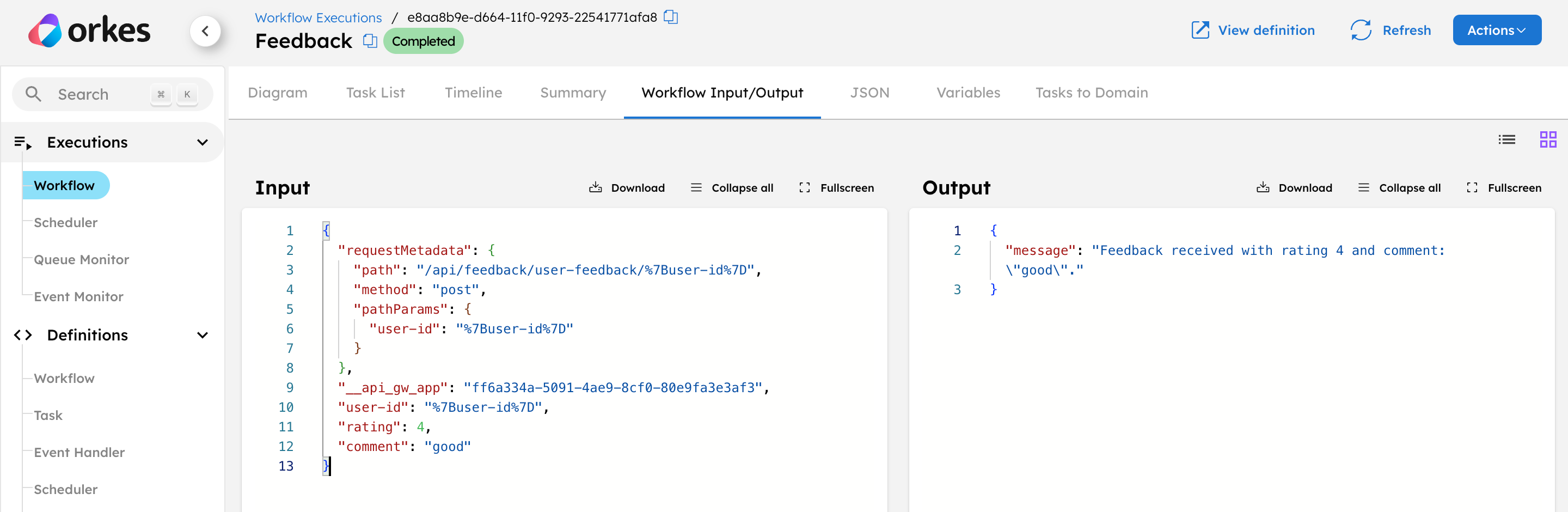 Workflow triggered by the route