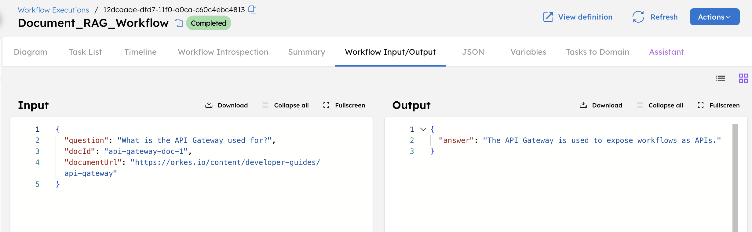 Viewing workflow output
