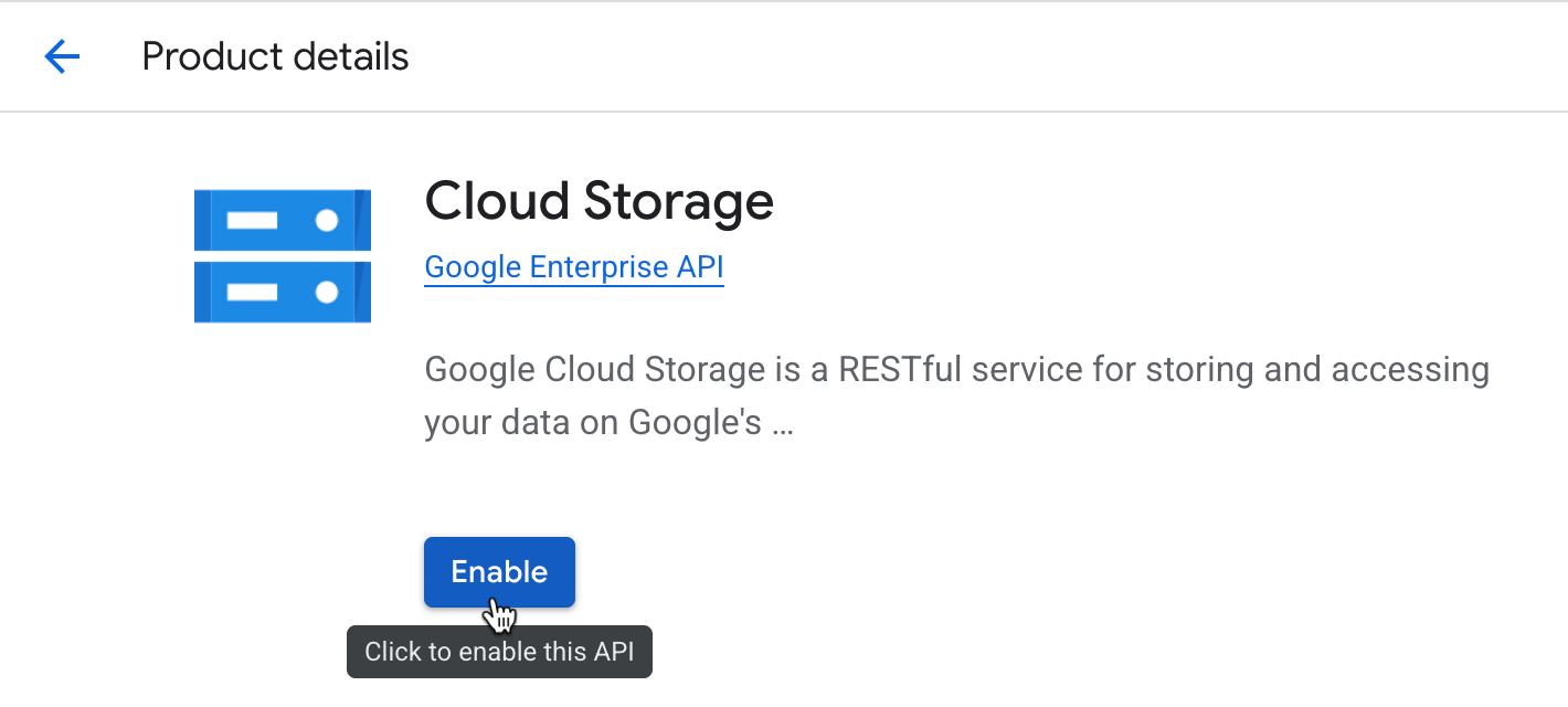 Enabling Cloud Storage API