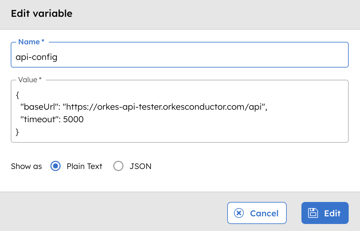 Environment variable stored as JSON