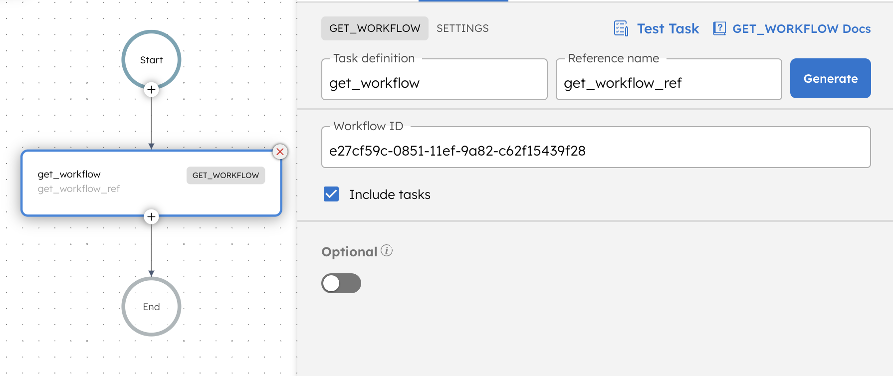 Get workflow task from UI