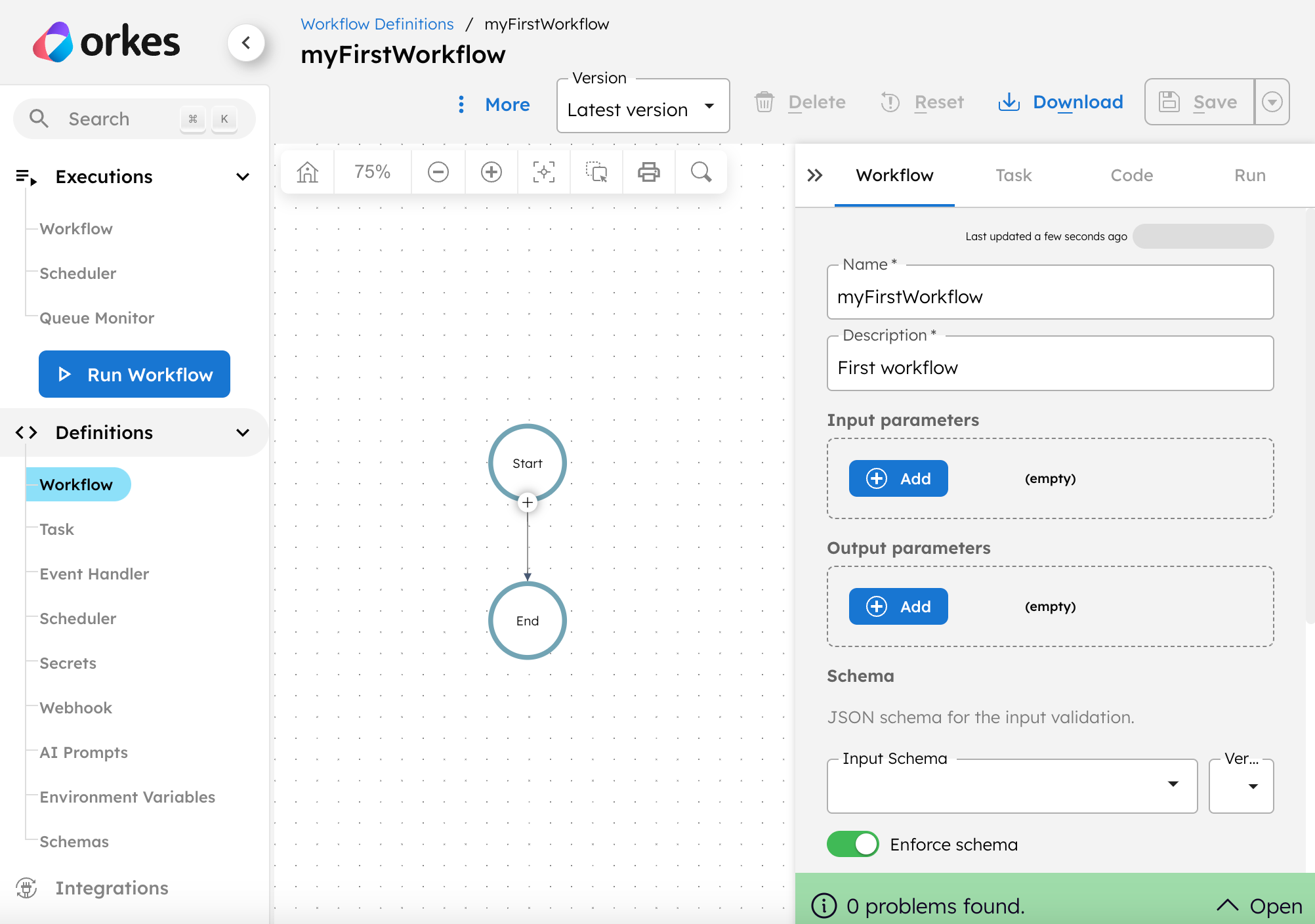 Screenshot of visual workflow editor in Orkes Platform.