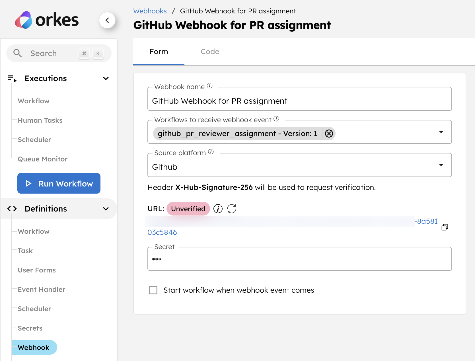 Creating a GitHub webhook in Conductor