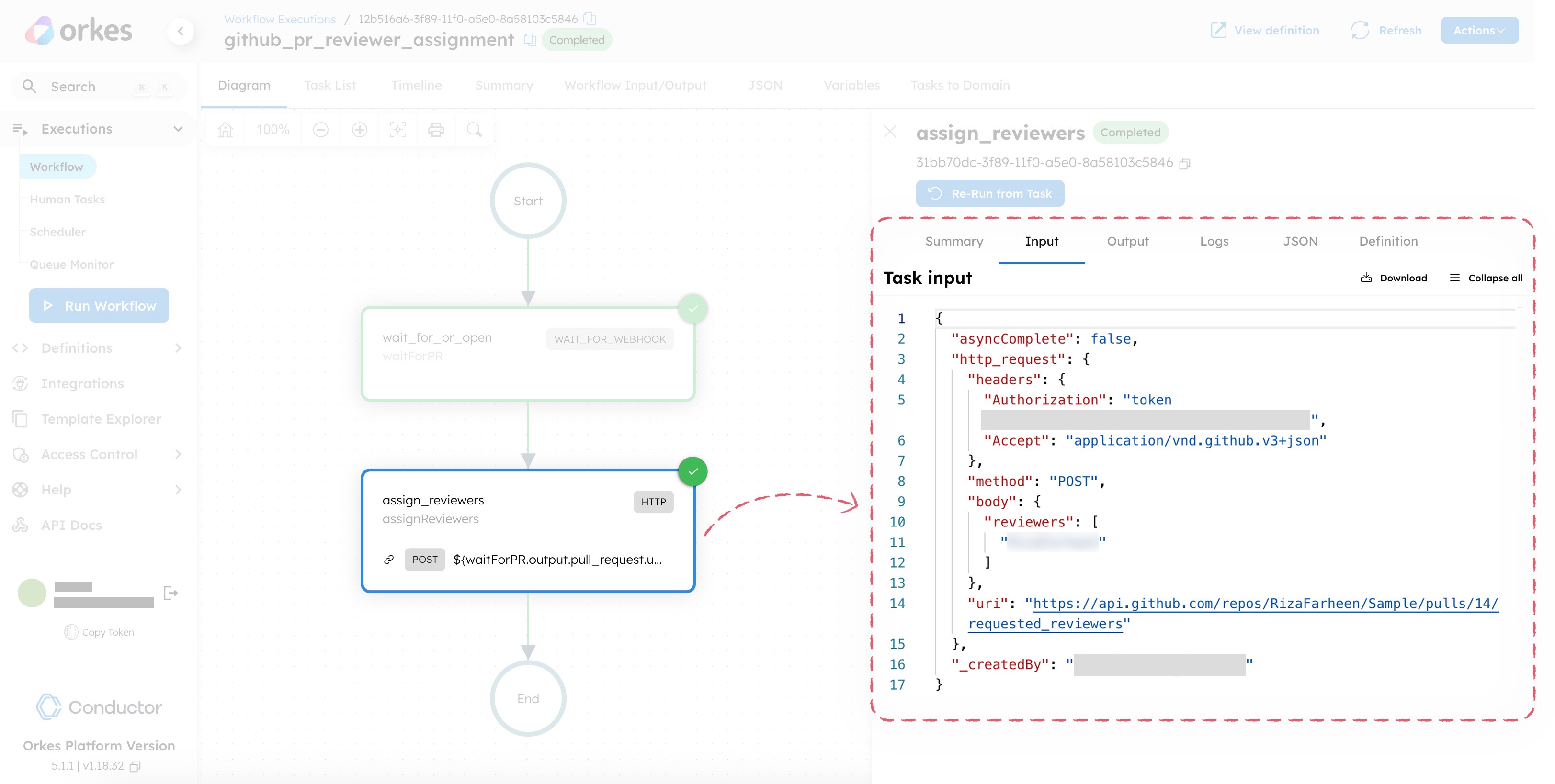 Inspecting the workflow execution