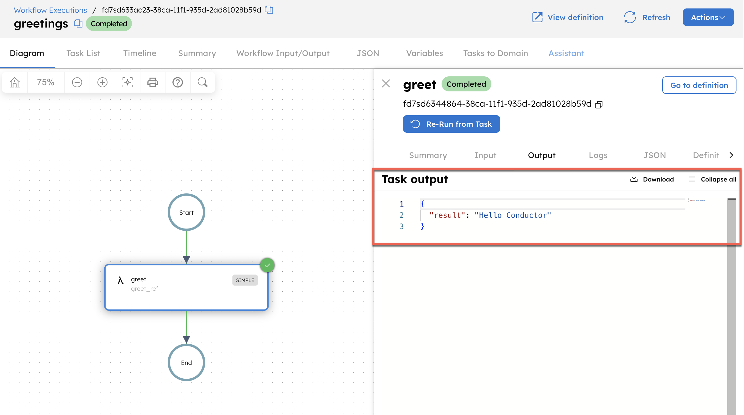 Workflow executed using Python SDK