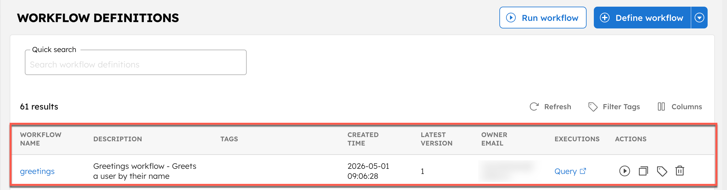 Greetings workflow created using JGoava SDK
