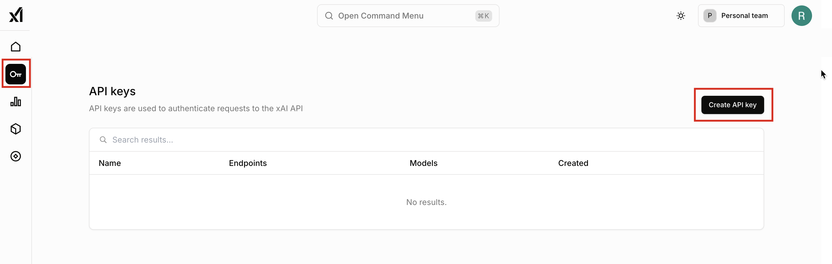 API key generation Grok console