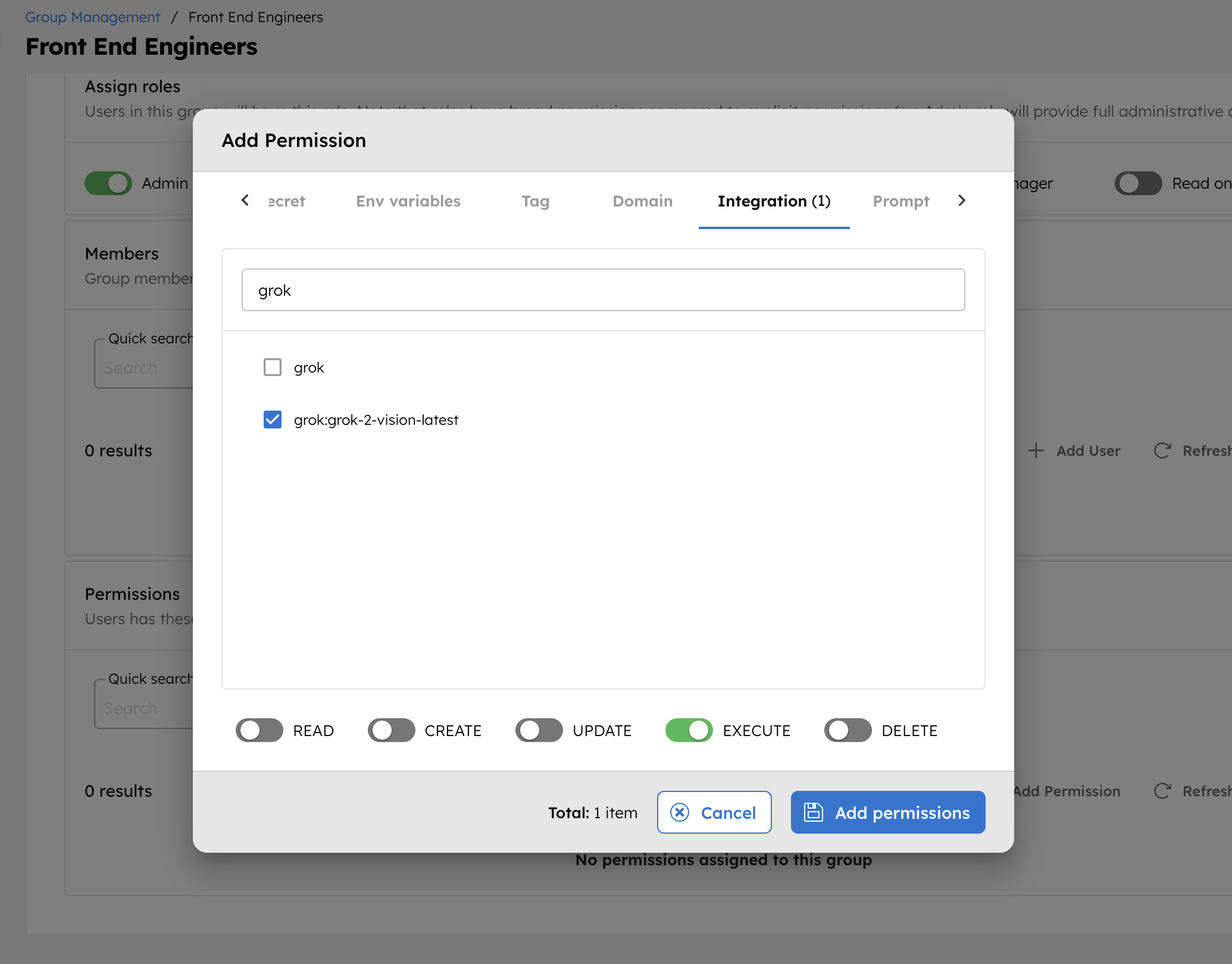 Add Permissions for Grok Integration