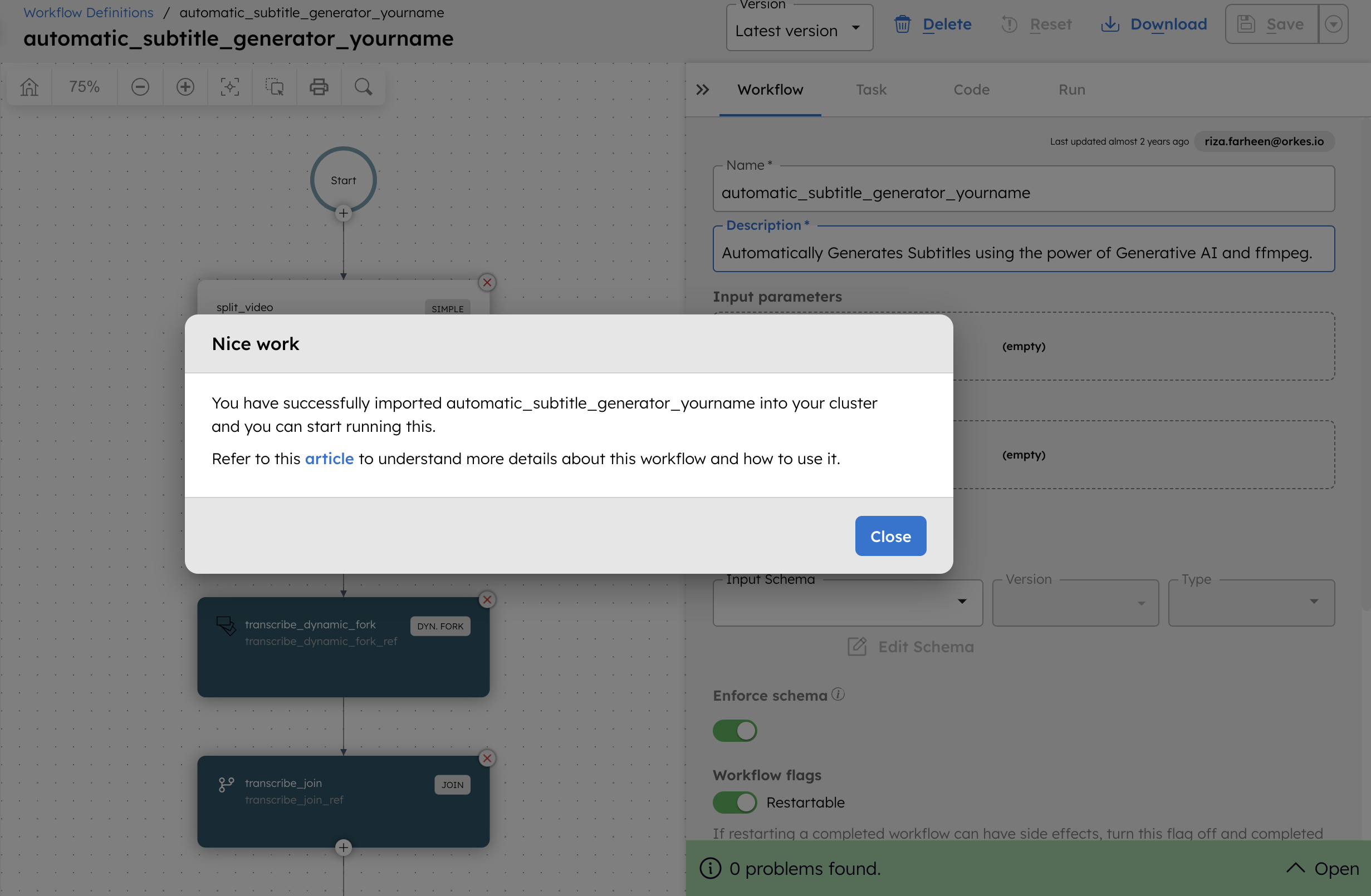 Imported Workflows via Workflow Template Explorer