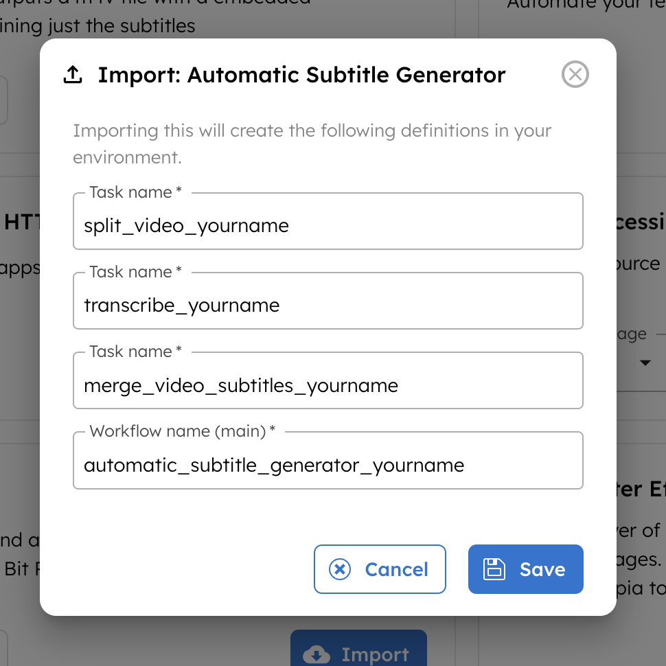 Importing Workflows via Workflow Template Explorer