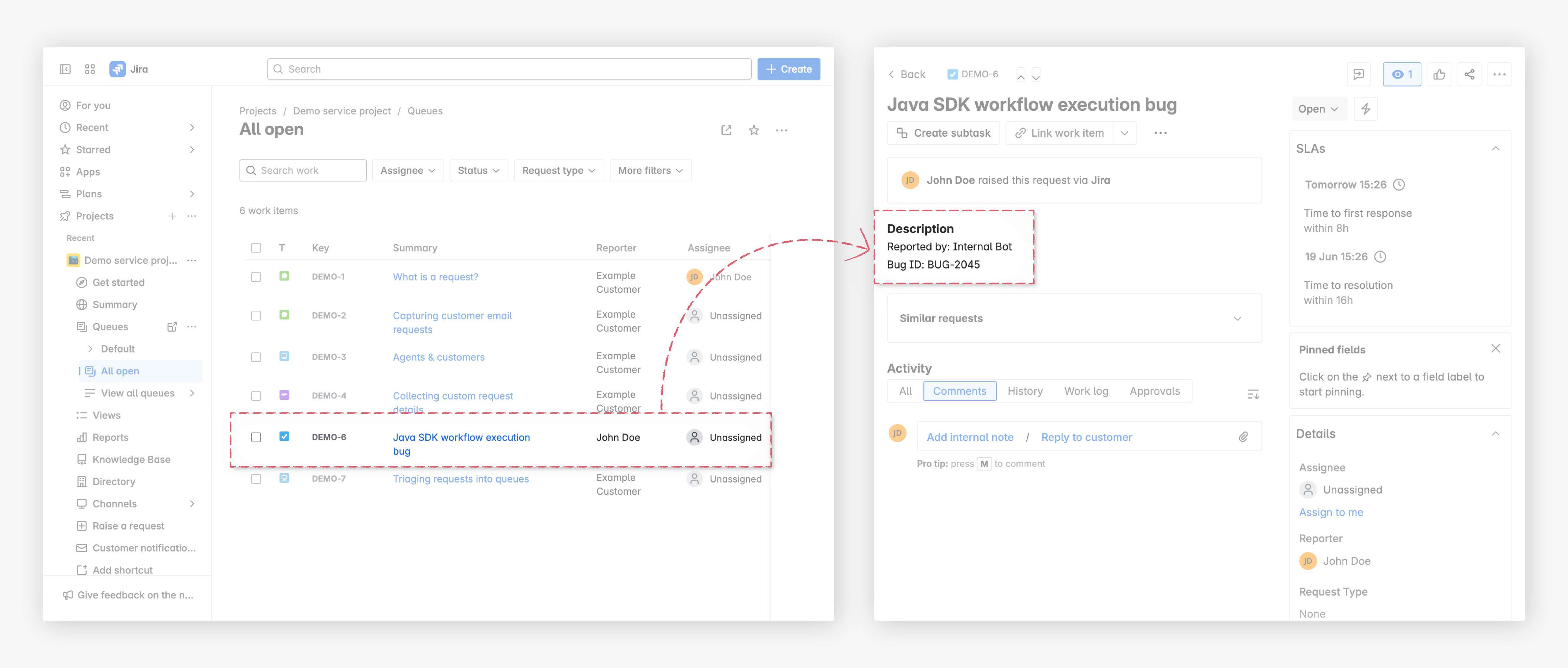 Ticket created in Jira