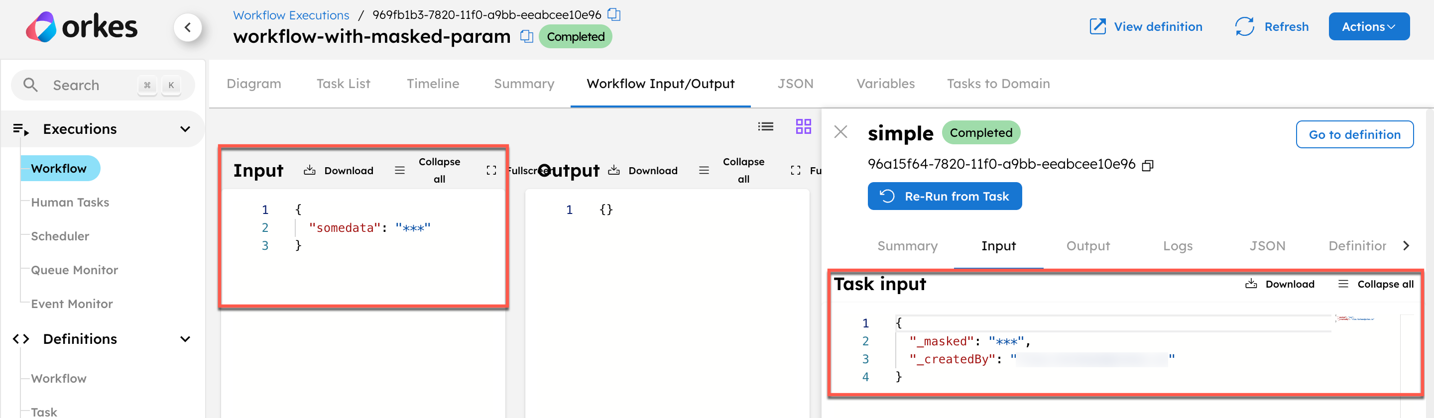 Masked inputs using the masked parameter
