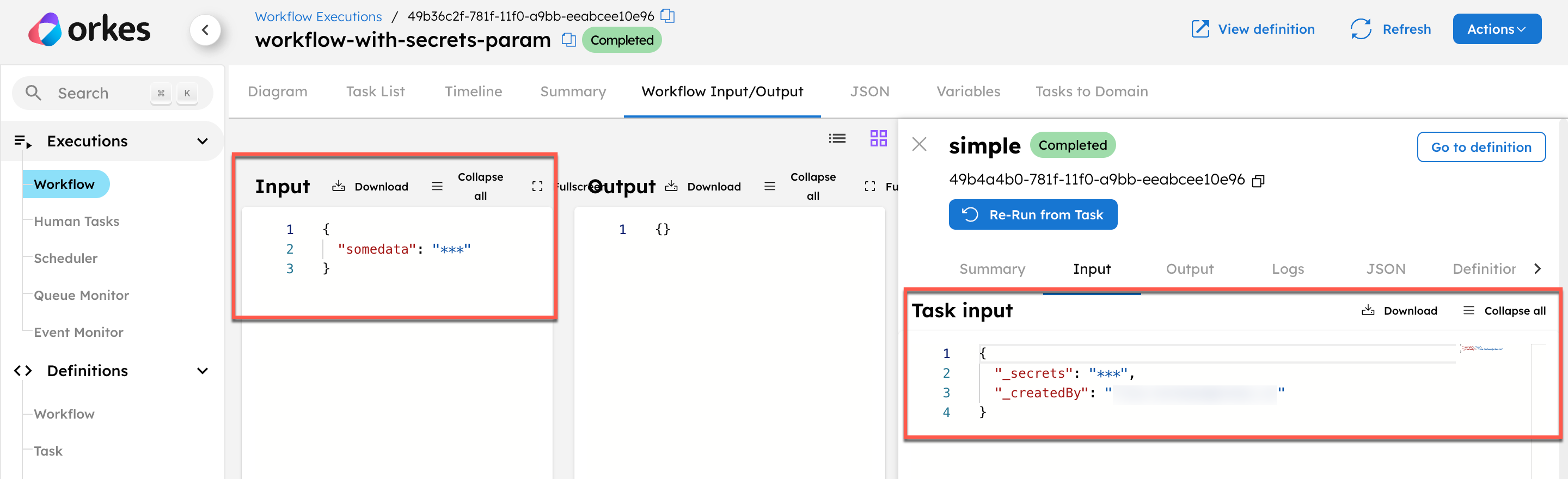 Masked inputs using the _secrets parameter