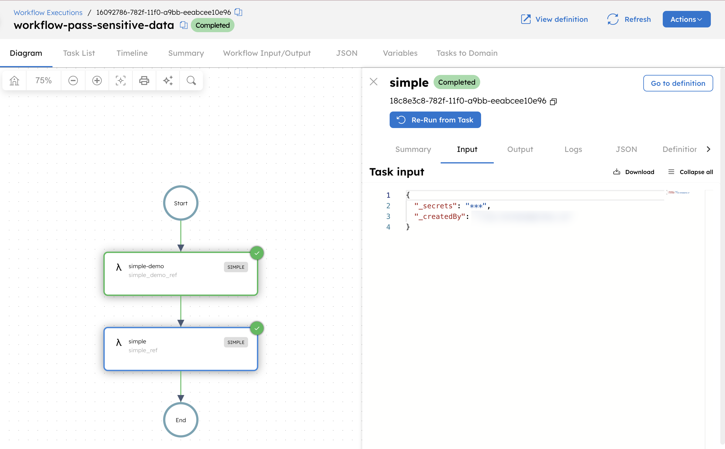 Passing data between tasks