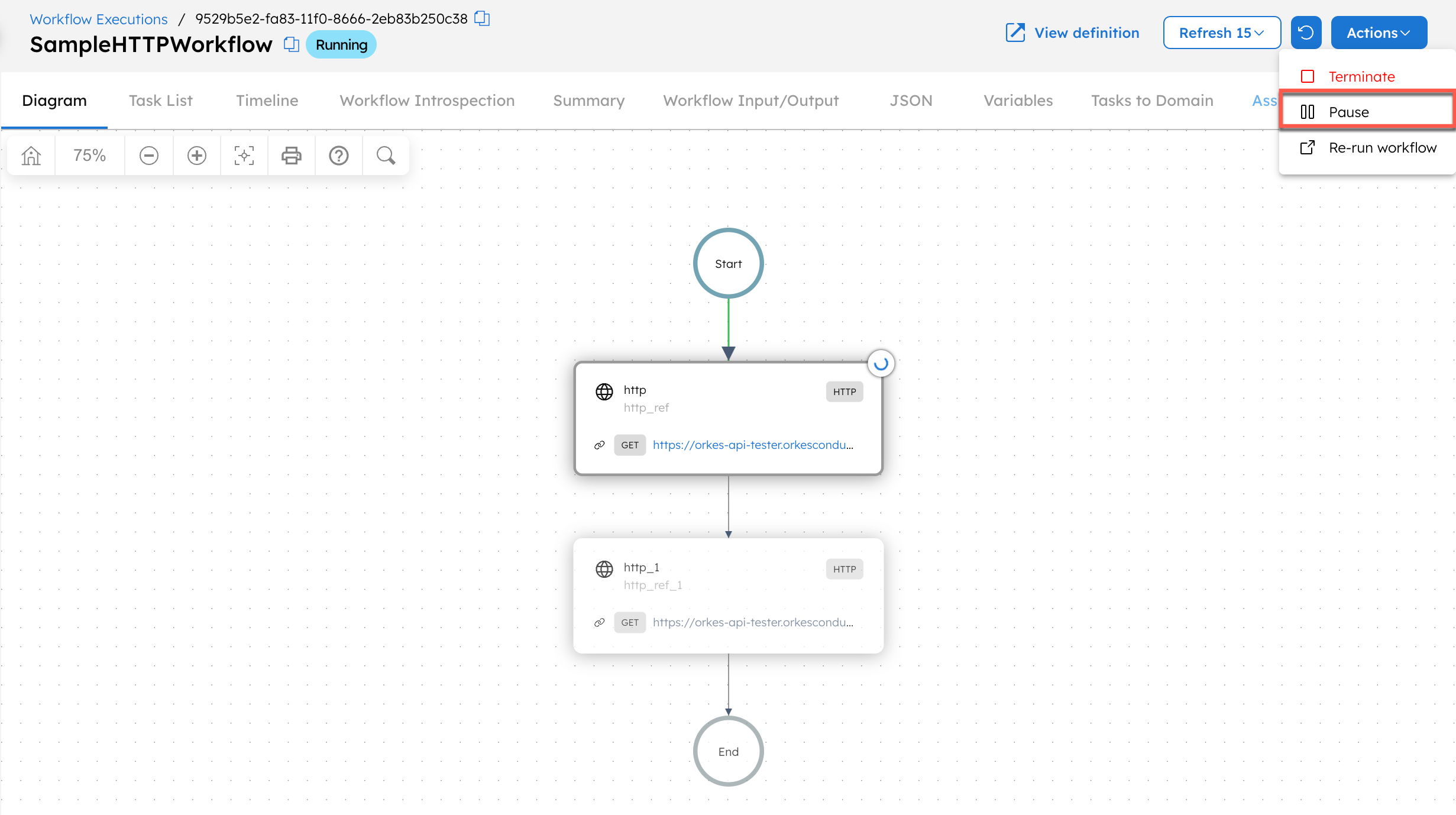 Pausing workflows from UI