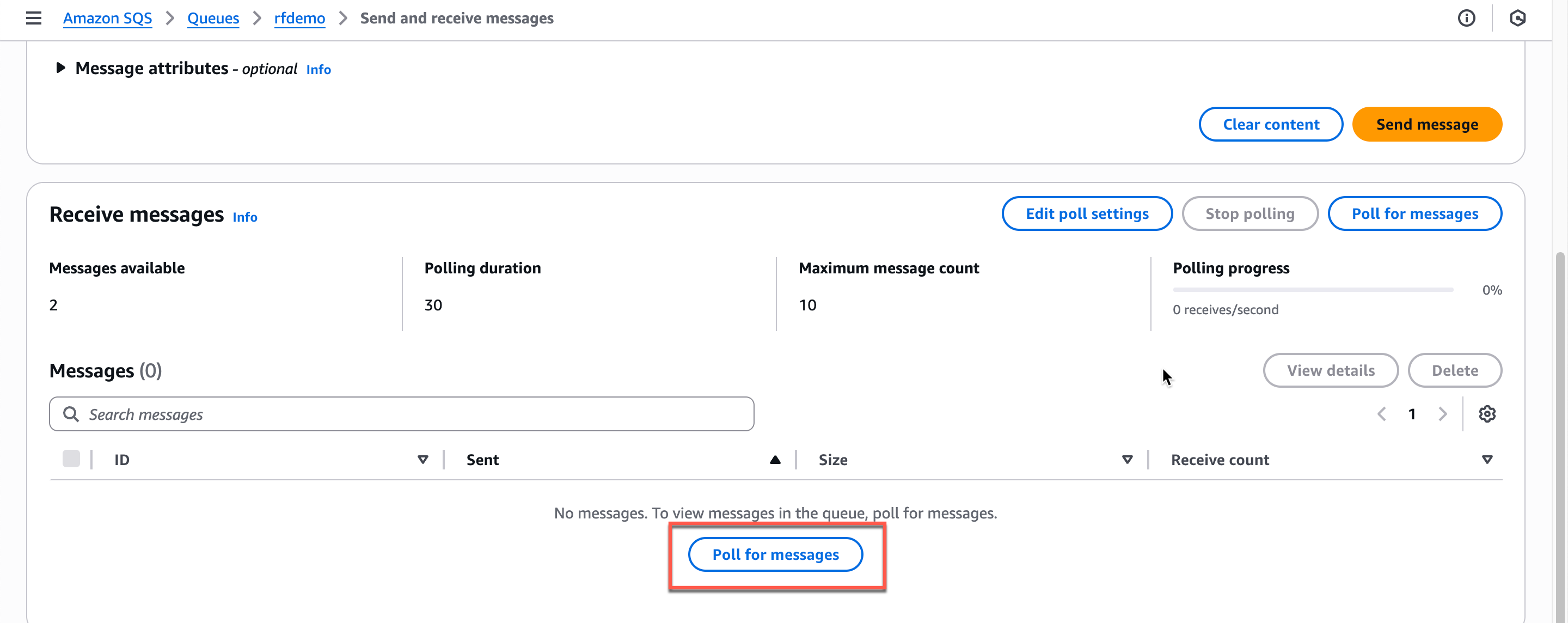 Polling for messages from the queue