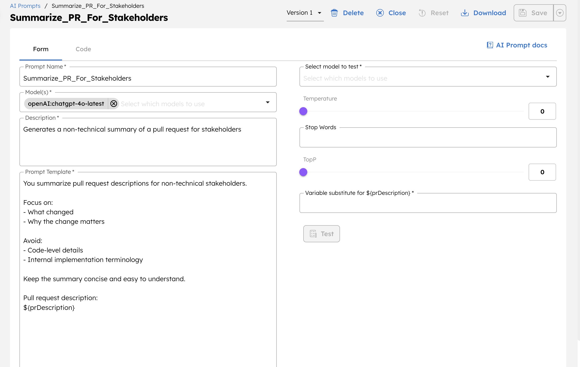 Creating a prompt template in Orkes Conductor