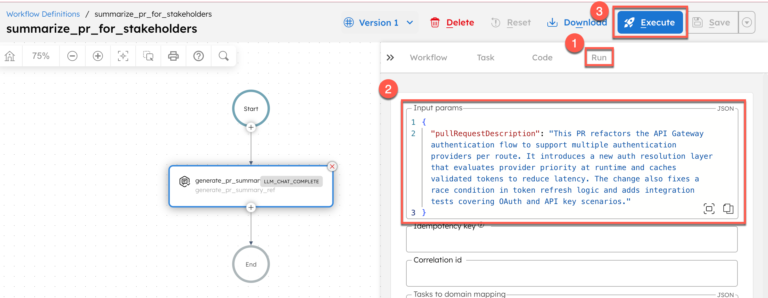 Running workflow from Conductor UI