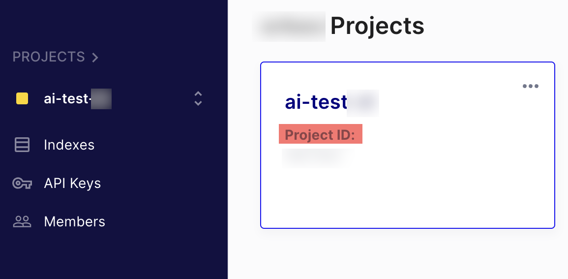 Getting Project ID from Pinecone console