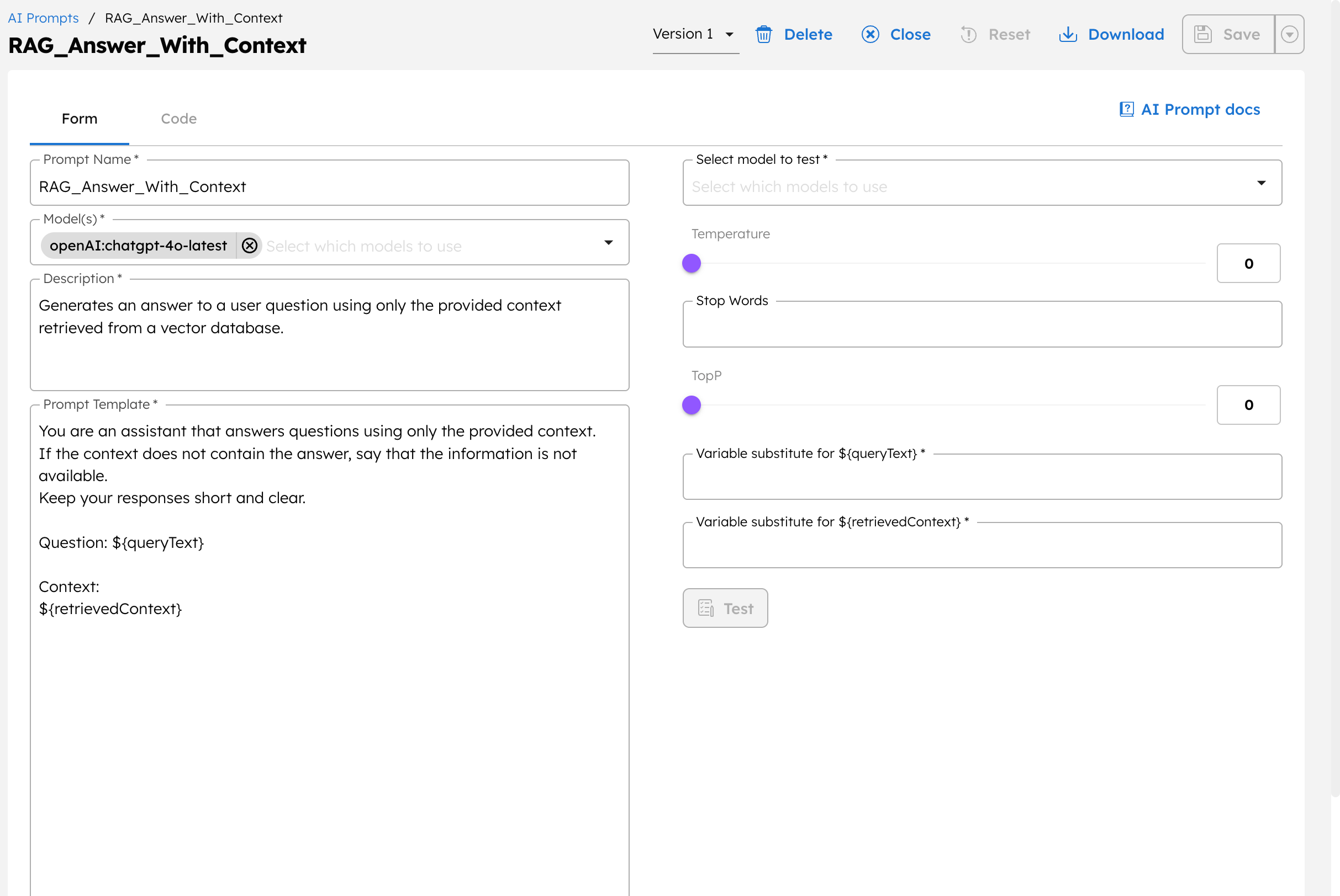 Creating a prompt template in Orkes Conductor