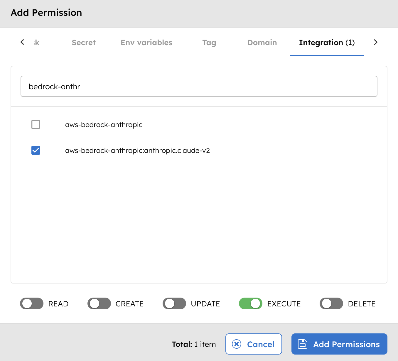 Add Permissions for Integrations