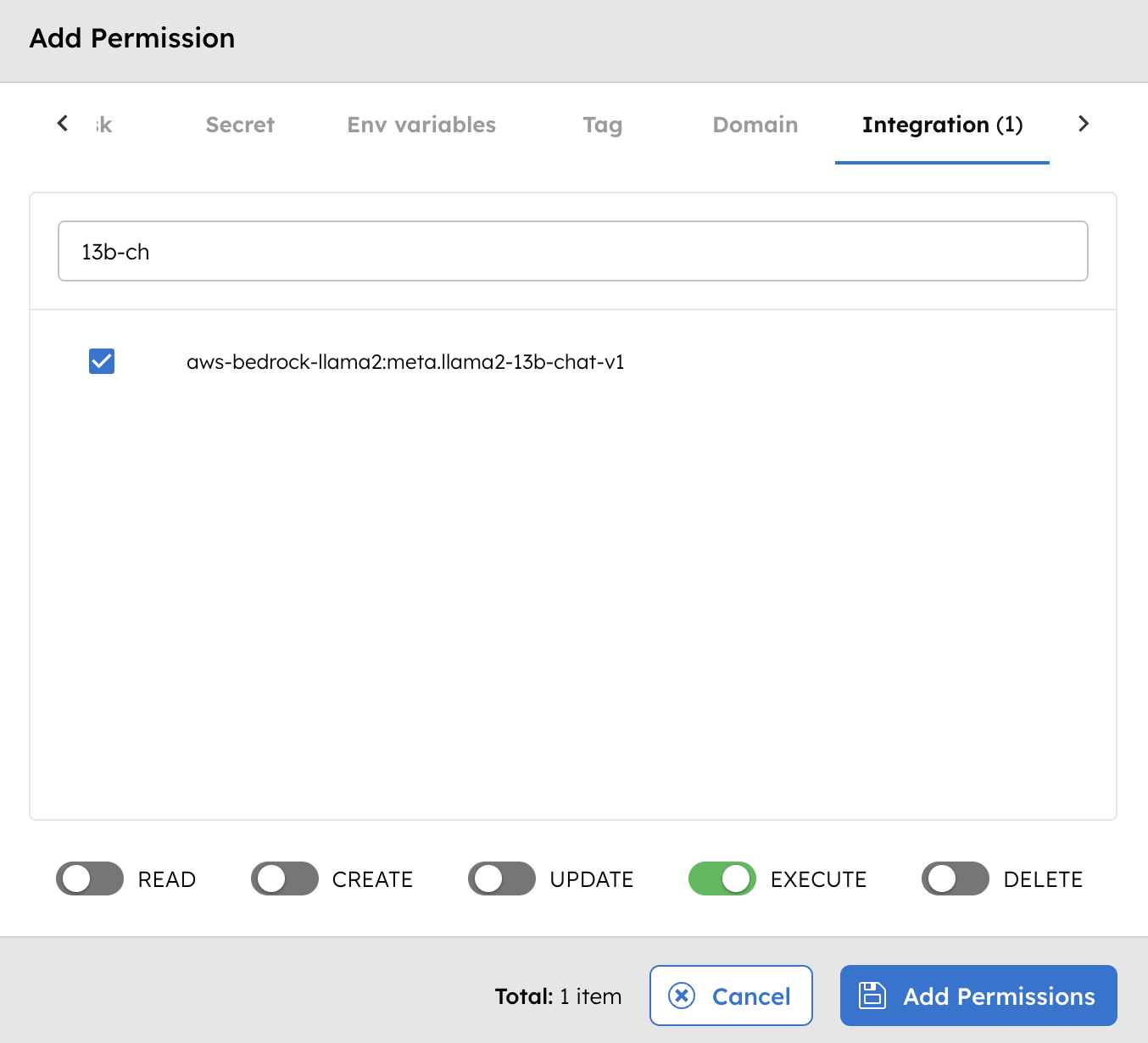 Add Permissions for Integrations