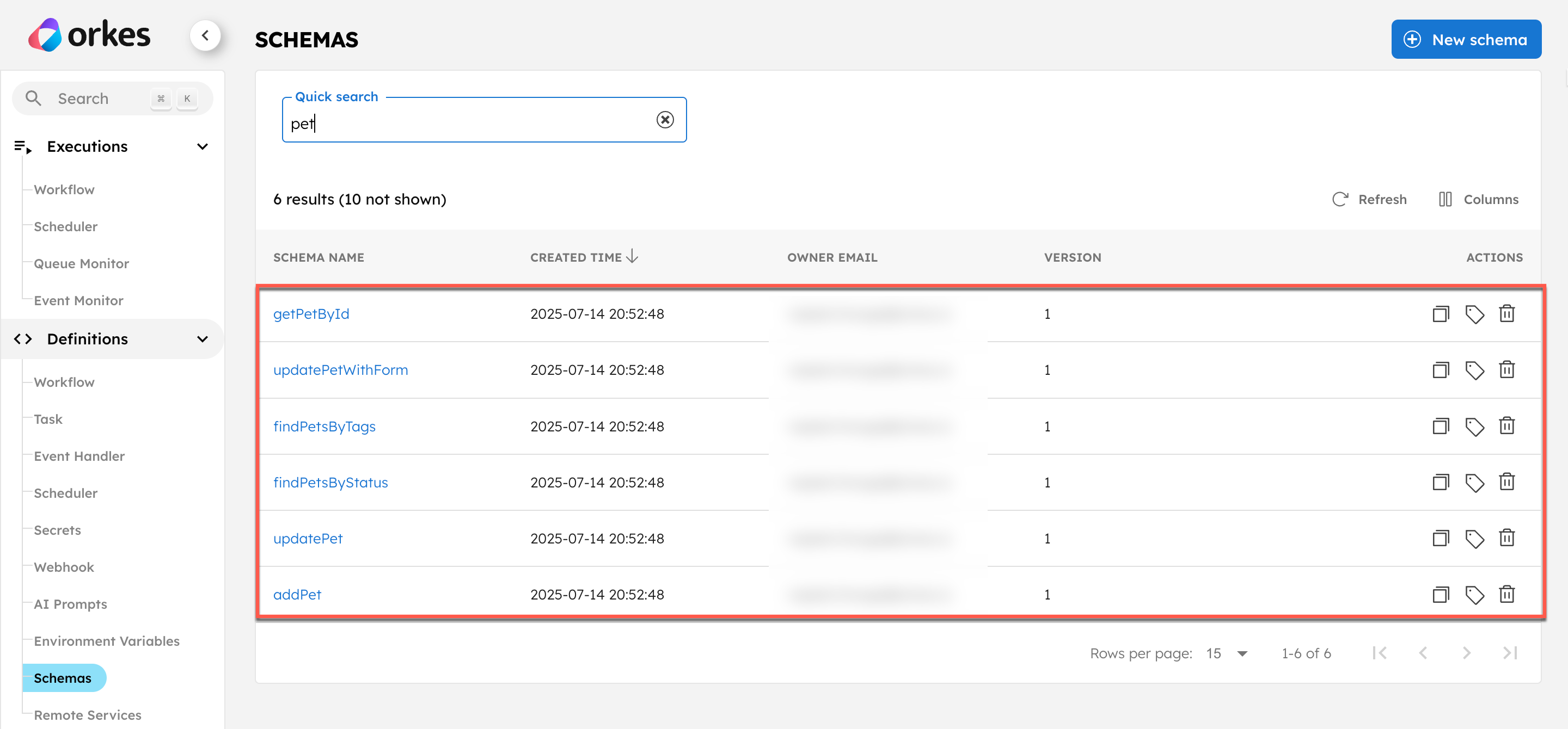 Schema registered from the fetched endpoints of HTTP service