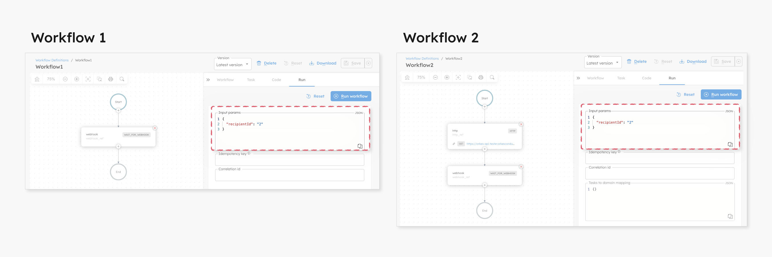 Running different webhook based workflows with same matches