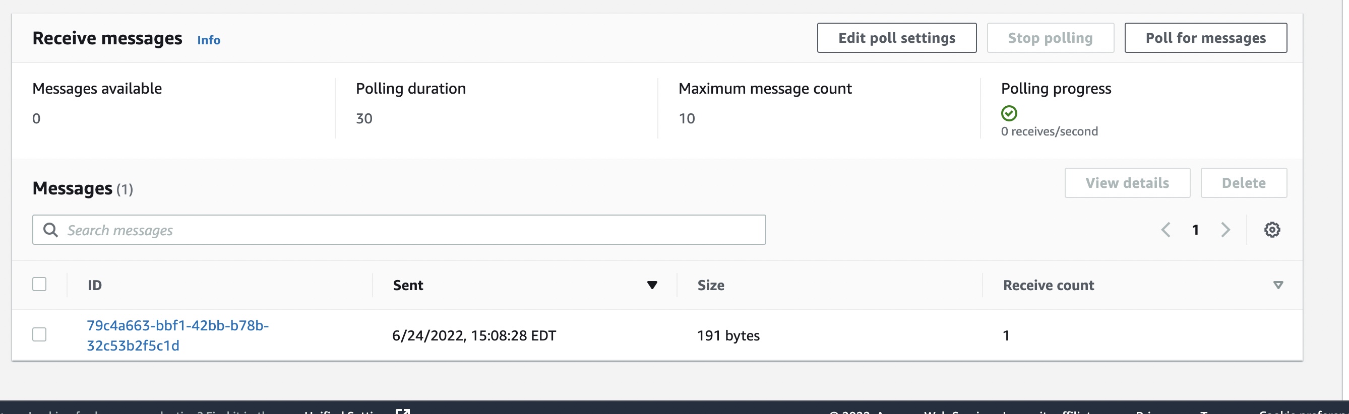SQS message arriving at AWS on it's way to task_1