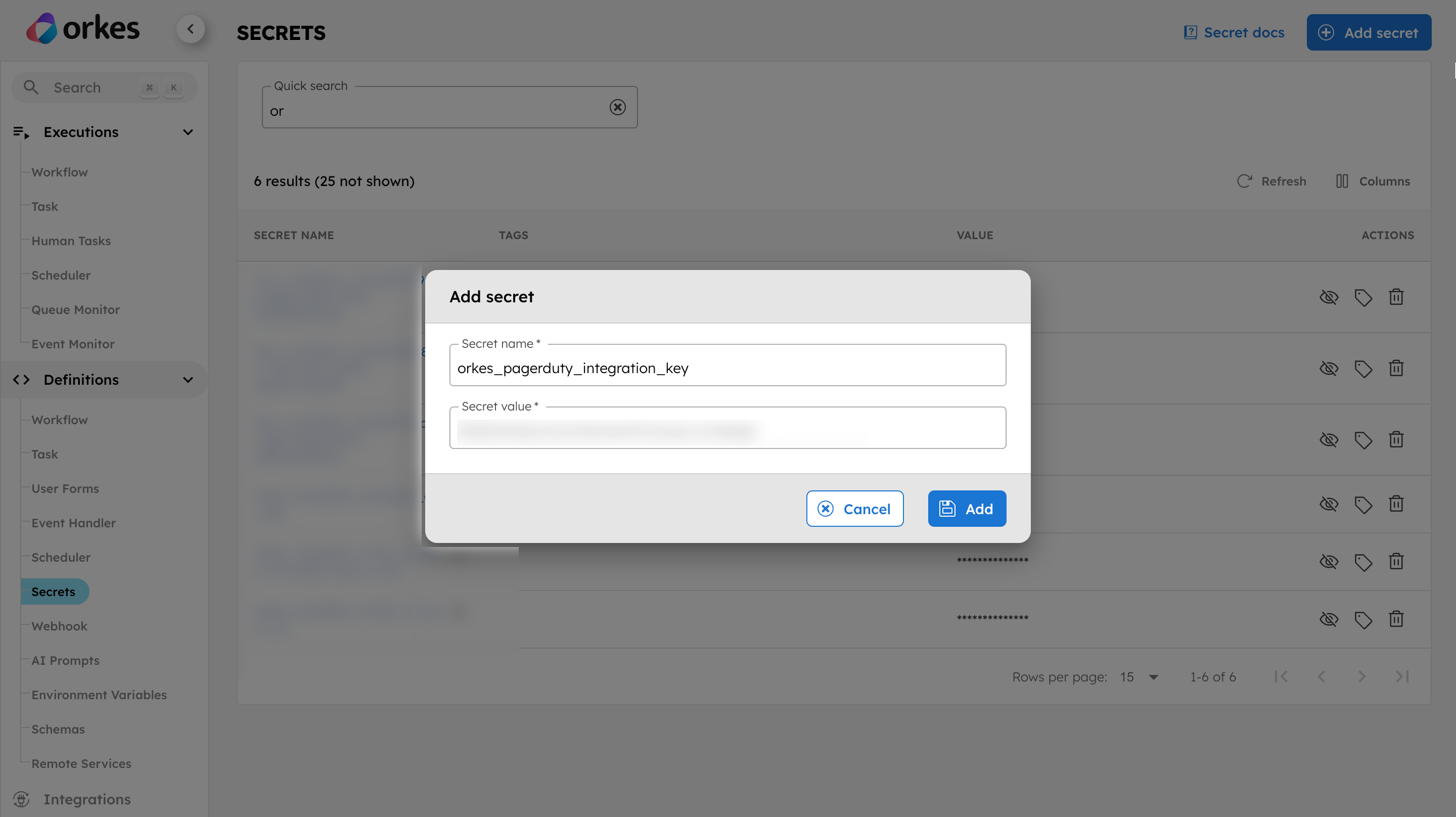 Storing PagerDuty key as secret in Conductor