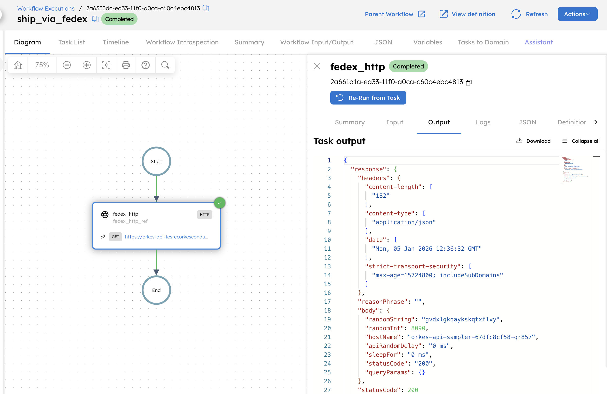 Task output of a HTTP task executed via Sub Workflow
