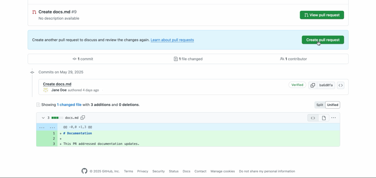 Creating a PR on the repository