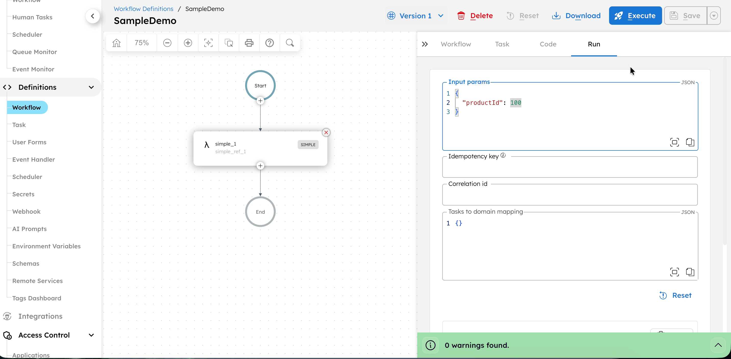 Successful workflow execution